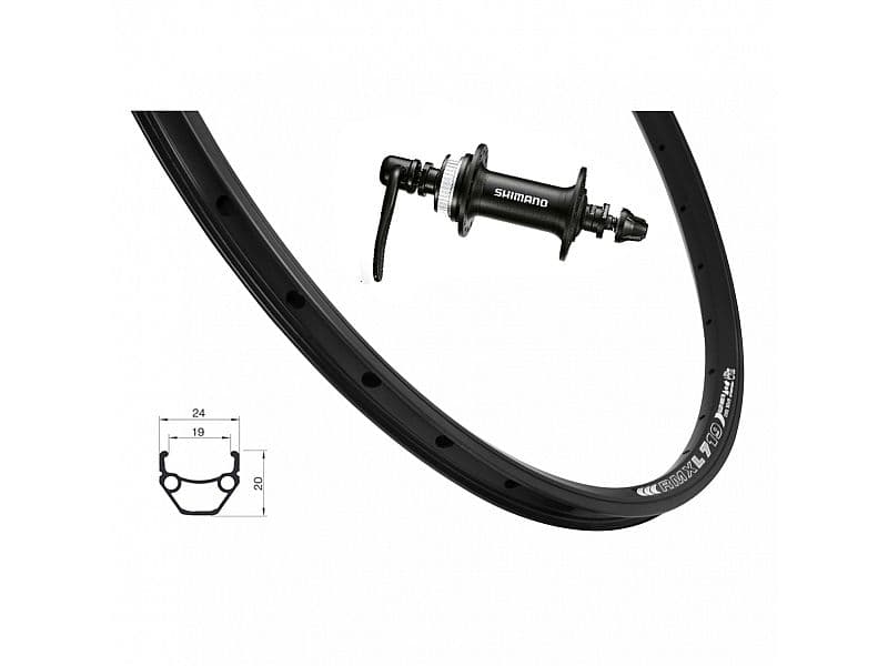 26" predné zapletené koleso Remerx Dragon 719/náboj Shimano RM35 36 dier čierny