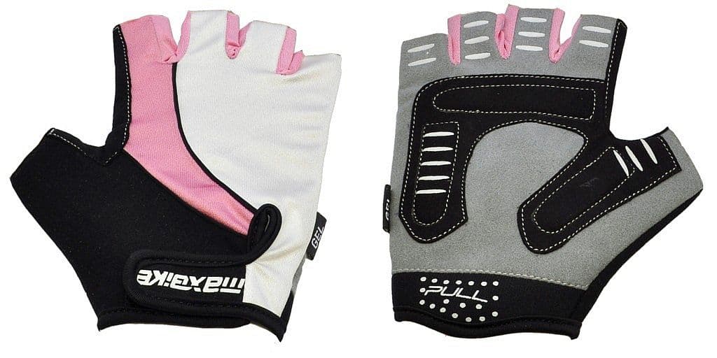 rukavice MAXBIKE gel bielo-ružové veľkosť XL