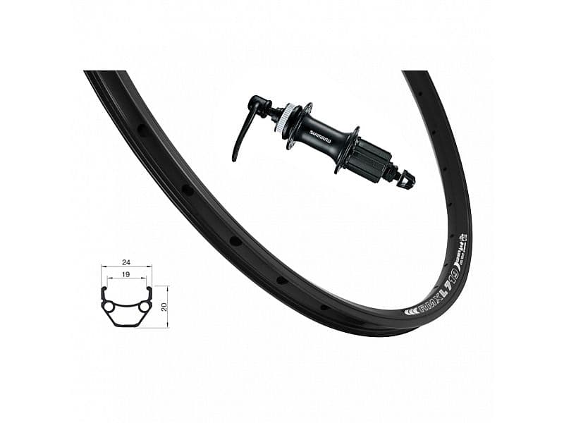 26" zadné zapletené koleso Remerx Dragon 719/náboj Shimano RM35 36 dier čierny